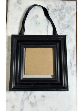 Black Square Hanging Picture Frame With Ribbon Hanger 6x6 Inches Classic Design